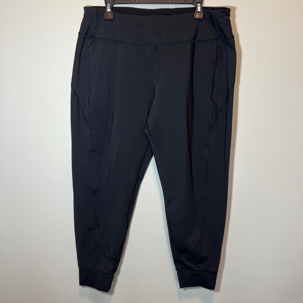 Athleta Rainier Jogger Black Fleece Lined High Rise Active Pants Women's XL